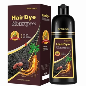 Fvquhvo Natural Instant 3 in 1 Hair Color Dye Shampoo for Gray Hair - Men & Women, Long Lasting Dark Brown