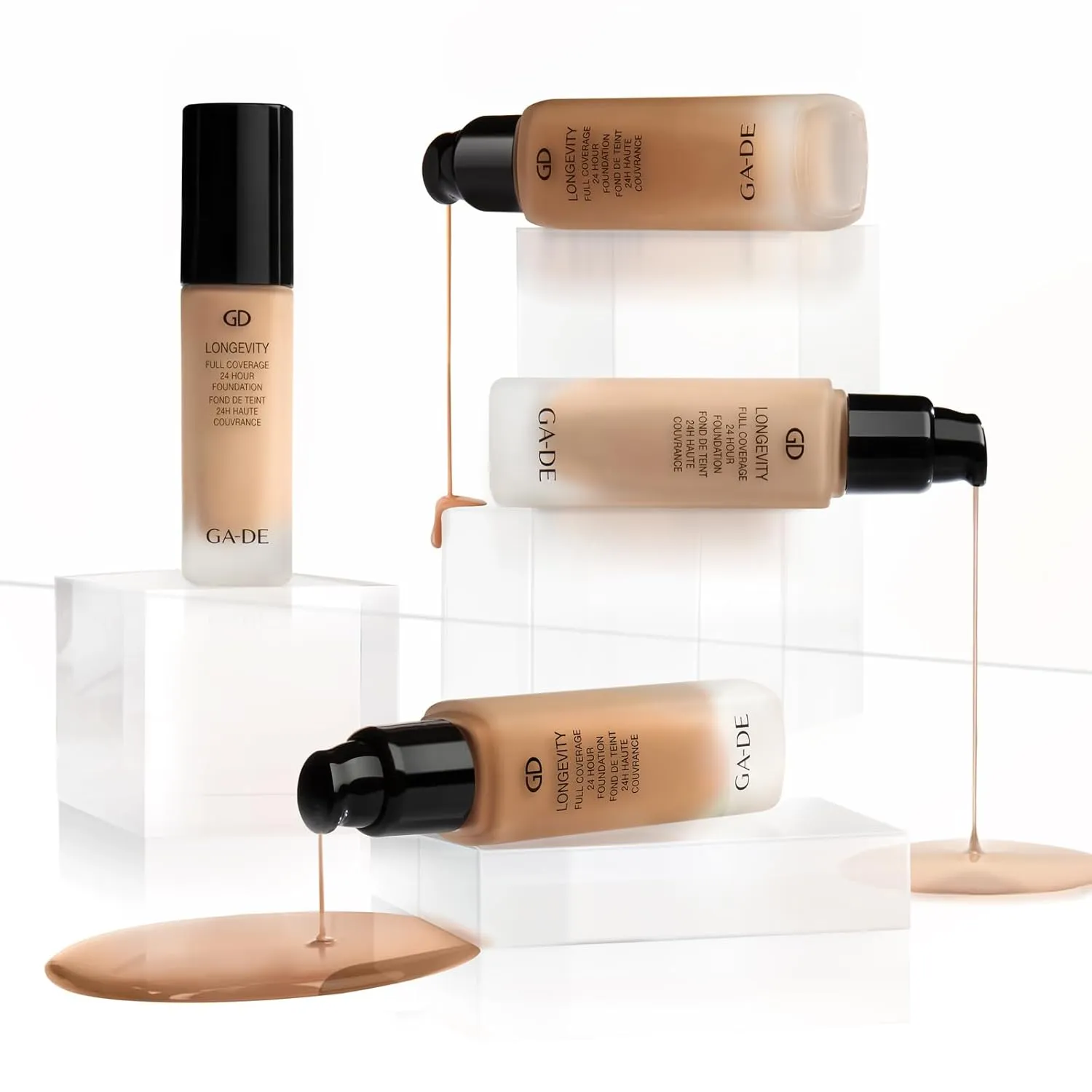 GA-DE Longevity Full Coverage 24 Hour Foundation, 553 - Weightless, Ultra-Soft Cream Foundation, Face Makeup for Natural Matte Look - 1.01 oz