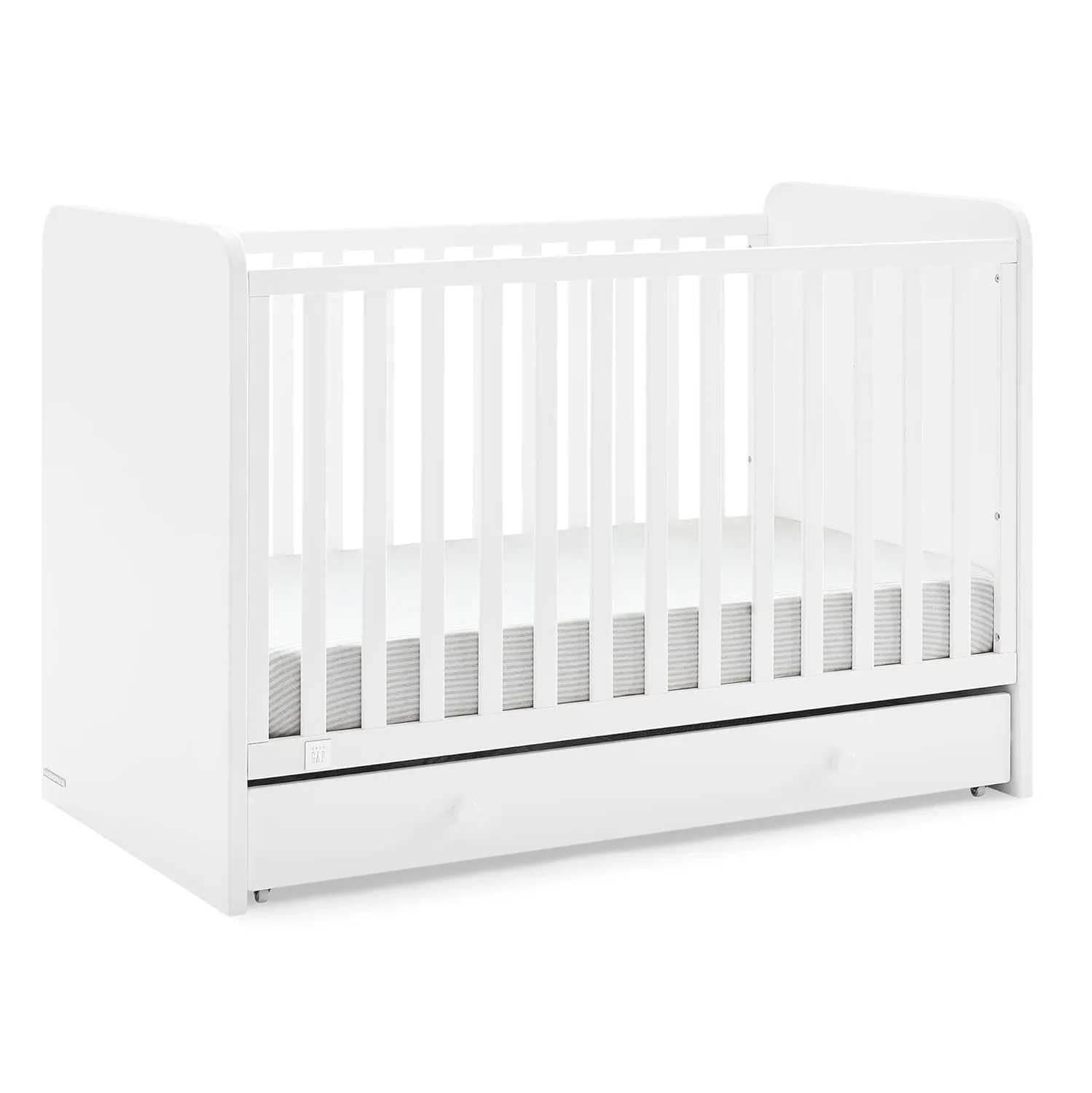 GAP babyGap Graham 4-in-1 Convertible Crib with Storage Drawer - Greenguard Gold Certified, Bianca White