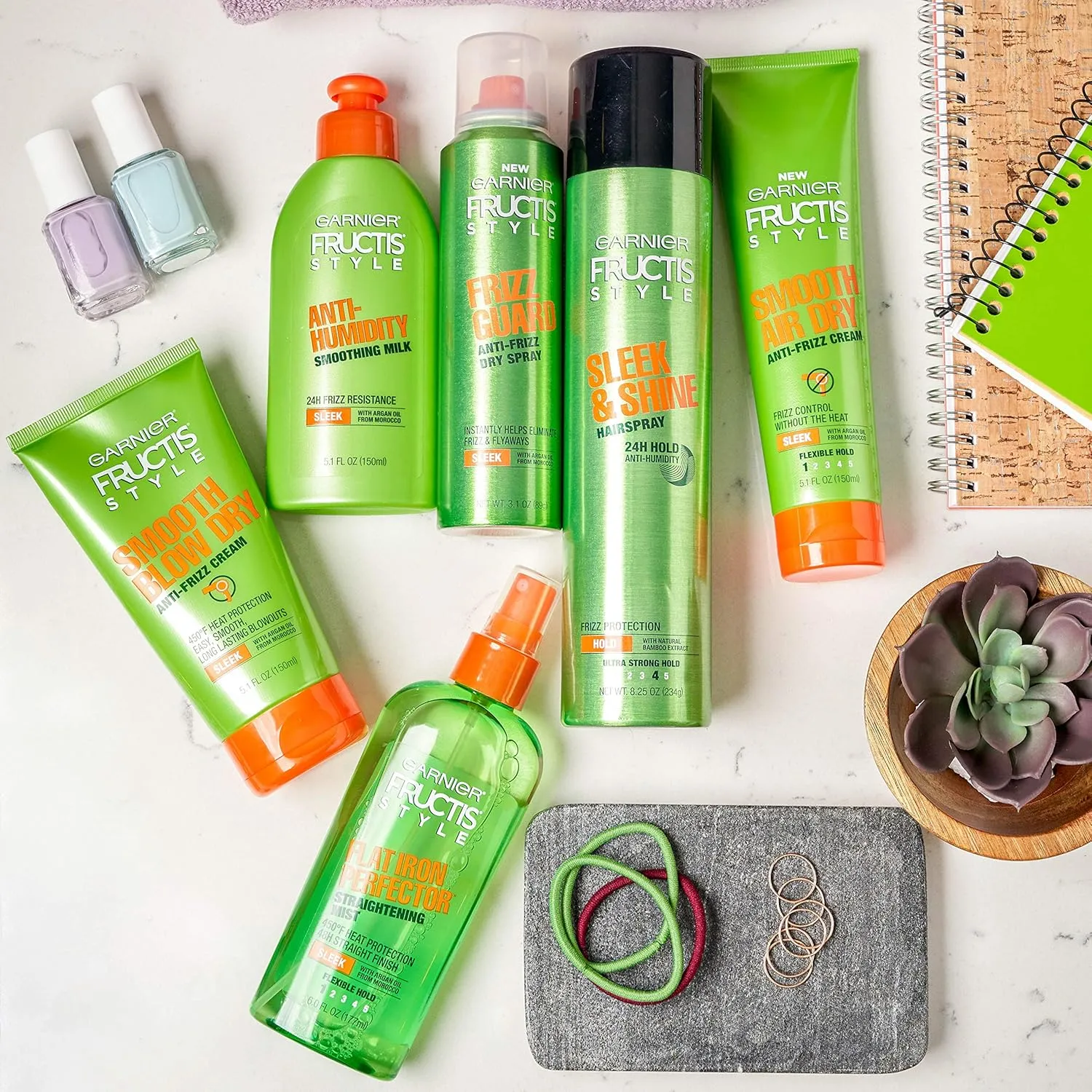 Garnier Fructis Style Sleek and Shine Anti-Humidity Hairspray, Ultra Strong Hold, Frizz Protection 8.25 Oz, 3 Count (Packaging May Vary)