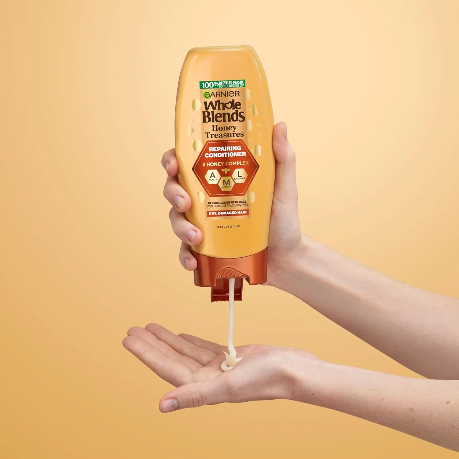 Garnier Whole Blends Honey Treasures Repairing Shampoo, Conditioner   Miracle Nectar Leave-In Set for Dry, Damaged Hair (3 Items), 1 Kit (Packaging May Vary)