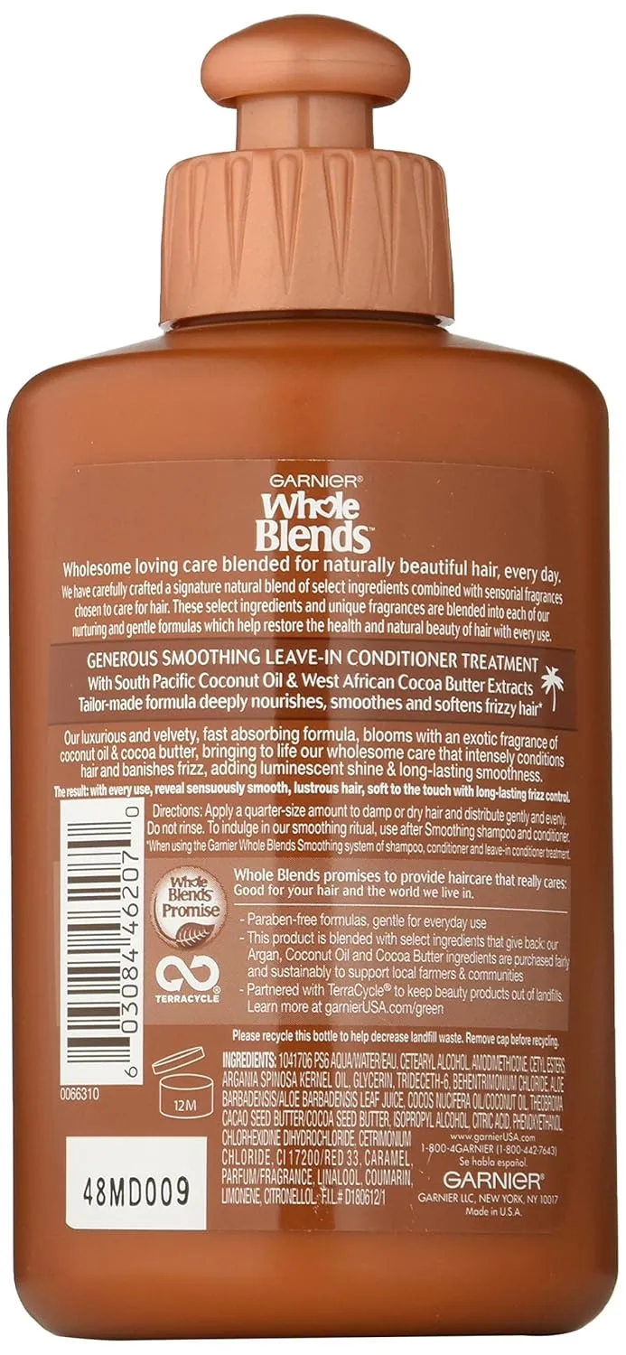 Garnier Whole Blends Smoothing Leave-in Conditioner, Coconut Oil & Cocoa Butter 10.2 Fl Oz (1 Count)