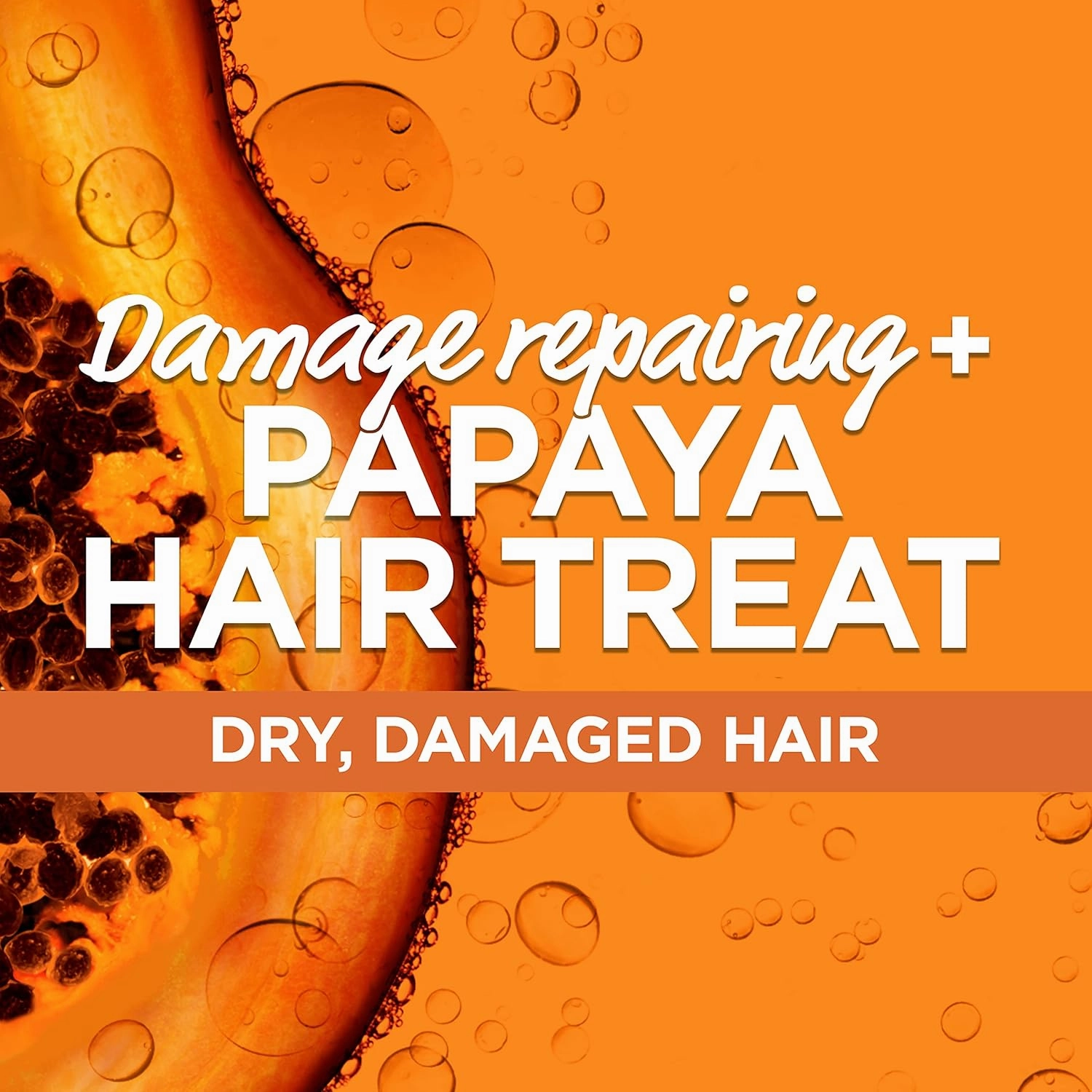 Garnier Fructis Repairing Treat 3-in-1 Hair Mask (Mask   Conditioner   Leave-In) with Papaya for Dry, Damaged Hair, 13.5 Fl Oz   3.4 Fl Oz, 1 Kit (Packaging May Vary)