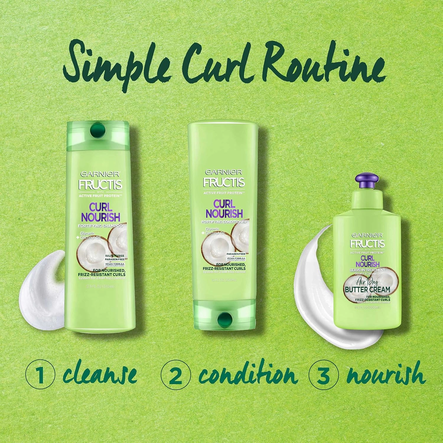 Garnier Hair Care Fructis Triple Nutrition Curl Nourish Shampoo (Packaging May Vary), 12.5 Fluid, 3 Count