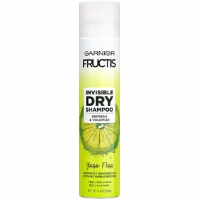 Garnier Invisible Dry Shampoo with no Visible Residue powered by Rice Starch to Instantly Absorb Oil, Refresh and Volumize, Silicone Free, Yuzu Fizz by Fructis, 4.4 oz.