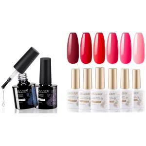 Gellen Base and Top Coat & 6 Color Gel Nail Polish