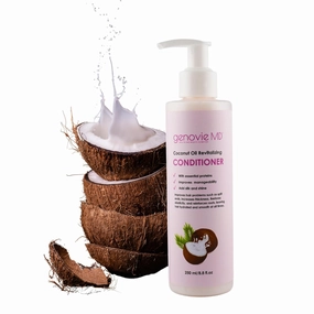 genovie MD Coconut Oil Revitalizing Conditioner for Nourishment and Silky Luscious Hair With Protein, All Hair Types, Made with Coconut Oil and Tea Tree Oil for Hydration, 8.8 fl oz