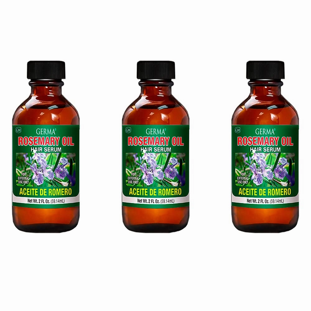 Germa Rosemary Oil. Natural Hair Serum, Conditioner, Hand Moisturizer and Anti-Aging Oil. floral Scent. 2 oz. Pack of 3