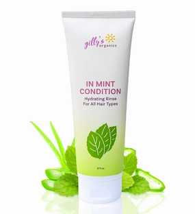 Gilly's Organics Conditioner - Hydrating Blend of Aloe, Refreshing Peppermint, Tea Tree, Lavender - SLS Sulfate Free Hair Conditioner - Women & Men - Safe for Dry, Thin, Color Treated Hair - 8 Fl Oz