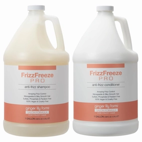 Ginger Lily Farms Salon Formula FrizzFreeze Pro Anti-Frizz Shampoo   Conditioner Bundle, 1 Gallon Each