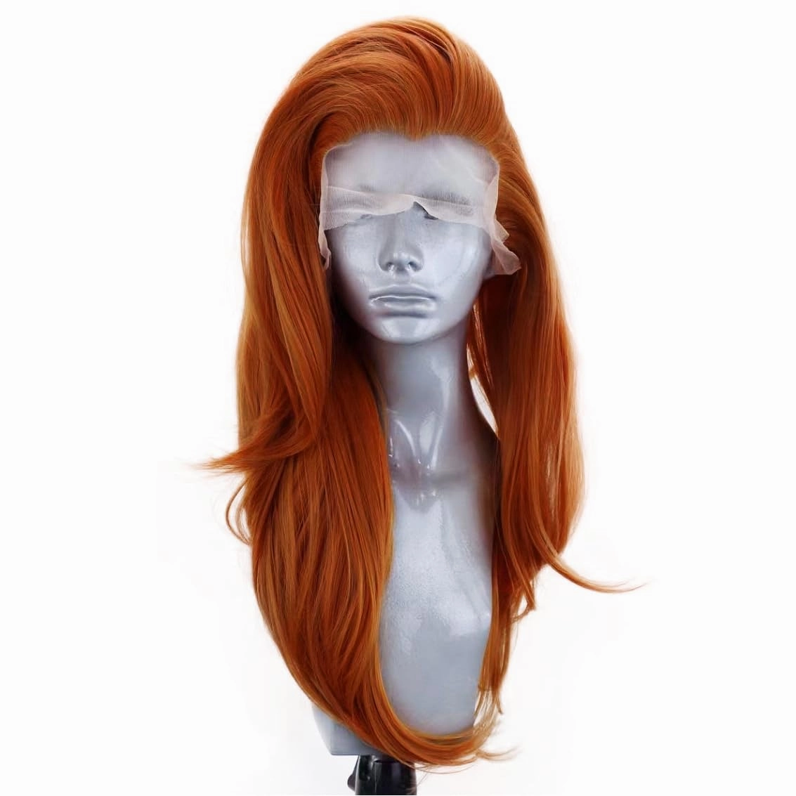 Ginger Orange Long Natural Wave Lace Font Wigs for Women Girls Free Part Slightly Wave Wig Heat Resistant Synthetic Lace Wig Daily Wear Wigs