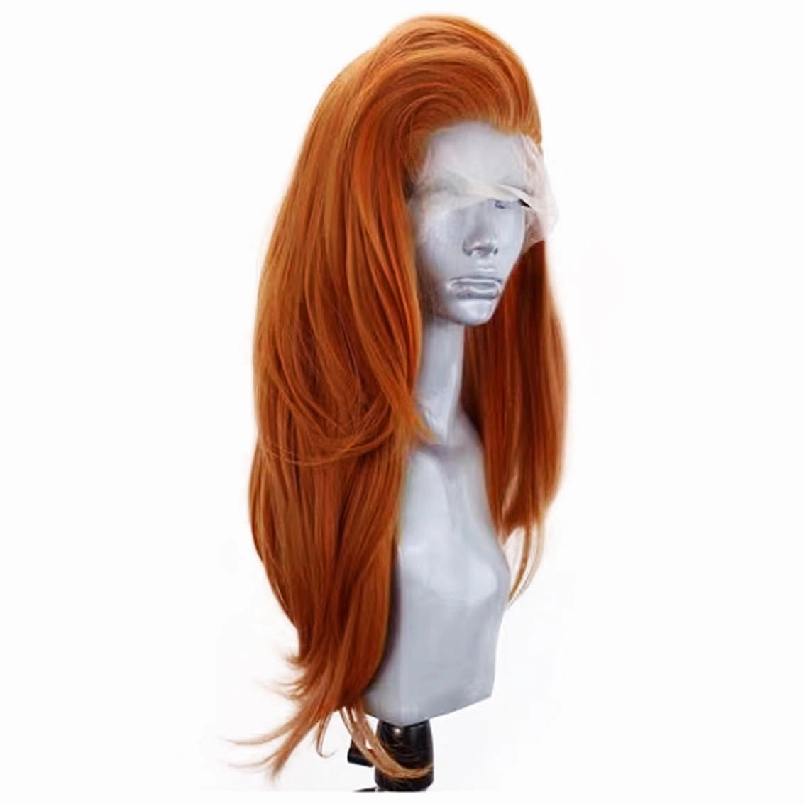 Ginger Orange Long Natural Wave Lace Font Wigs for Women Girls Free Part Slightly Wave Wig Heat Resistant Synthetic Lace Wig Daily Wear Wigs