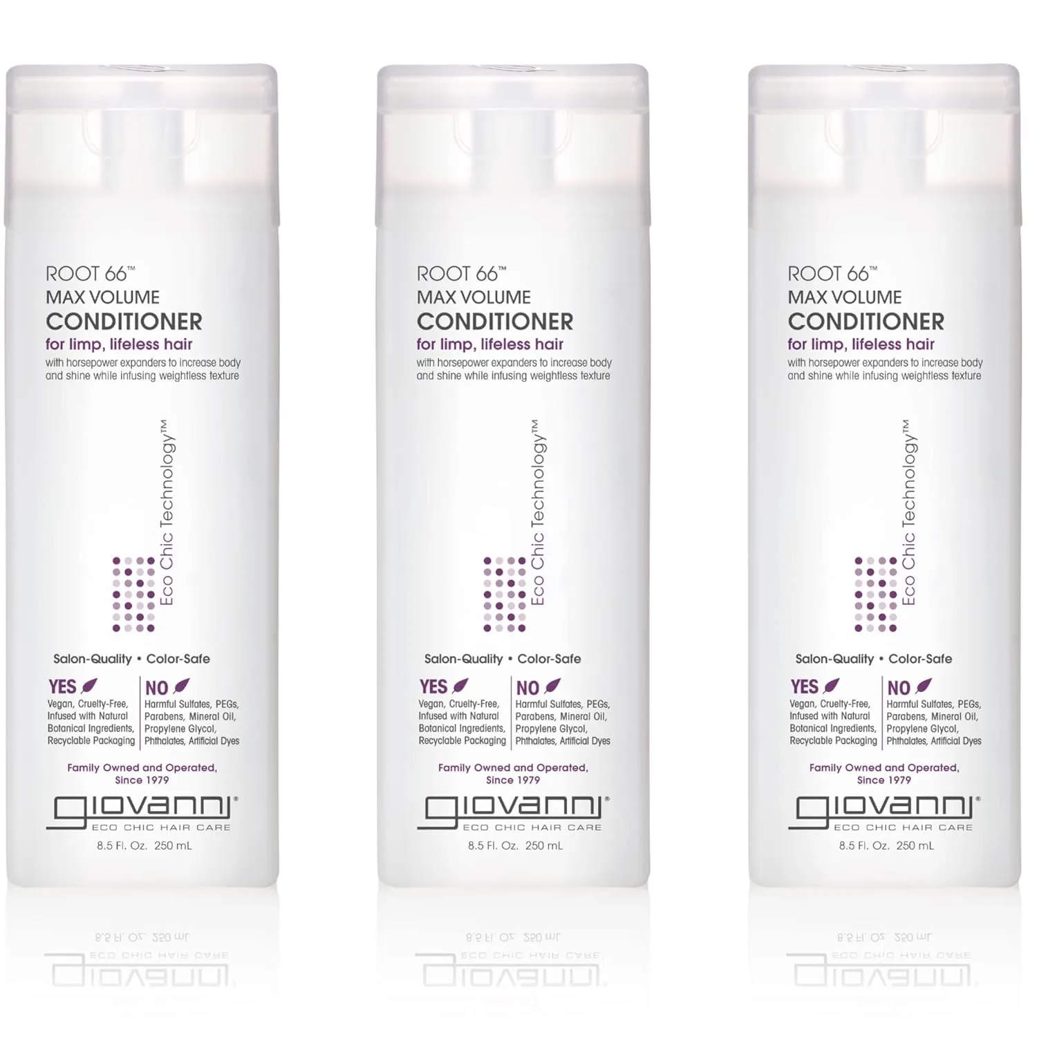 GIOVANNI 2chic Root 66 Max Volume Conditioner - For Fine Hair, Helps Strengthen & Protect Fine, Lifeless Hair, Volumizing Conditioner, Infused with Natural Botanical Ingredients - 8.5 oz (3 Pack)