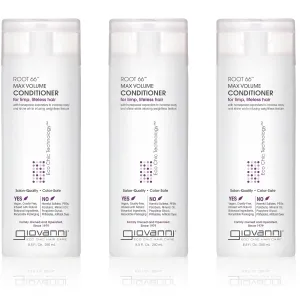 GIOVANNI 2chic Root 66 Max Volume Conditioner - For Fine Hair, Helps Strengthen & Protect Fine, Lifeless Hair, Volumizing Conditioner, Infused with Natural Botanical Ingredients - 8.5 oz (3 Pack)