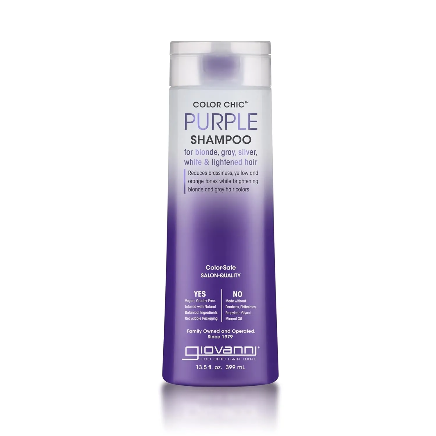 Giovanni Color Chic Purple Shampoo for Blonde, Gray, Silver, White, & Bleached Hair - Reduces Brass, Yellow, & Orange Tones, Adds Shine, Vegan, Cruelty Free, Lauryl & Laureth Sulfate Free - 13.5 fl oz