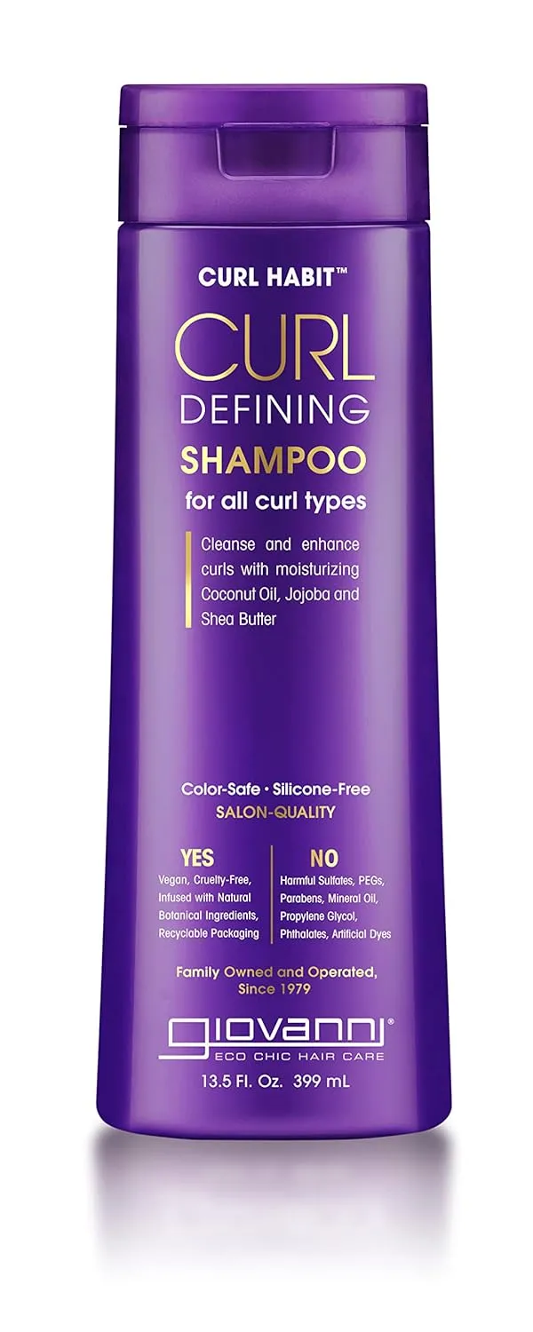 GIOVANNI Curl Habit Curl Defining Shampoo - All Curl Types, Cleanse & Enhance Curls, Moisturizing Coconut Oil, Jojoba and Shea Butter Vegan, Cruelty-Free, Silicone Free Shampoo - 13.5 oz (Pack of 3)