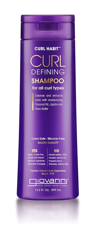 GIOVANNI Curl Habit Curl Defining Shampoo - All Curl Types, Cleanse & Enhance Curls, Moisturizing Coconut Oil, Jojoba and Shea Butter Vegan, Cruelty-Free, Silicone Free Shampoo - 13.5 oz (Pack of 3)
