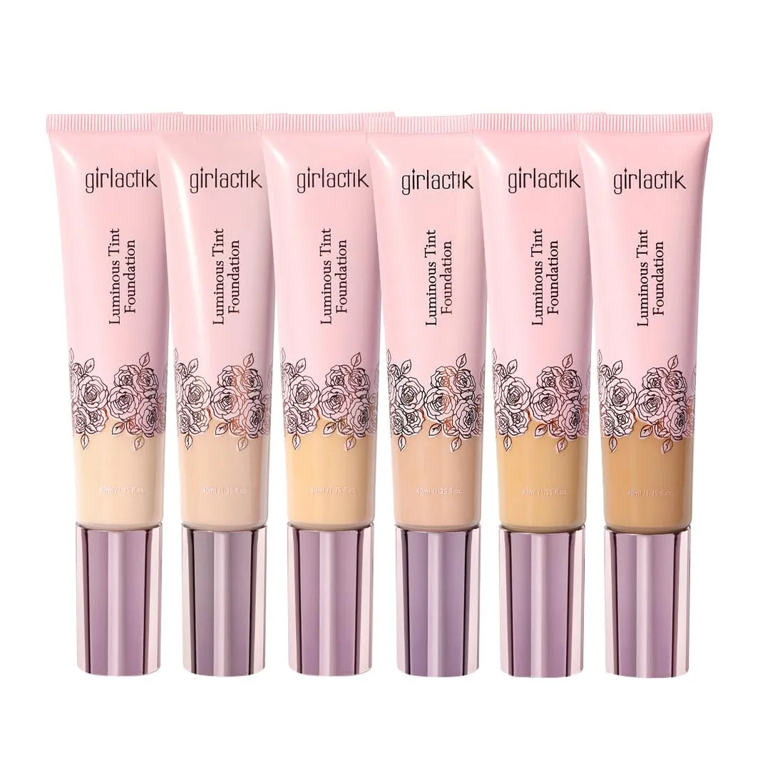 Girlactik Luminous Tint Foundation – Hydrating 2-in-1 Tinted Moisturizer & Buildable Foundation with Hyaluronic Acid, Vitamin C & Squalane – Lightweight, Natural Finish (Light, 1.35 fl oz.)