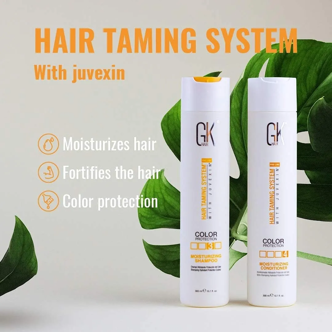 GK HAIR Global Keratin Moisturizing Shampoo and Conditioner Sets (10.1 Oz/300ml) with Leave In Cashmere Smoothing Styling Cream (1.69 Fl Oz/50ml) for Color Treated Dry Damaged Frizzy Hair