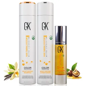GK HAIR Hydrating Moisturizing Shampoo and Conditioner Set (10.1 Fl Oz) Global Keratin Anti Frizz Serum Dry Damaged Repair Argan Oil (1.69 Fl Oz) All Hair Types Sulfate Paraben Free Unisex