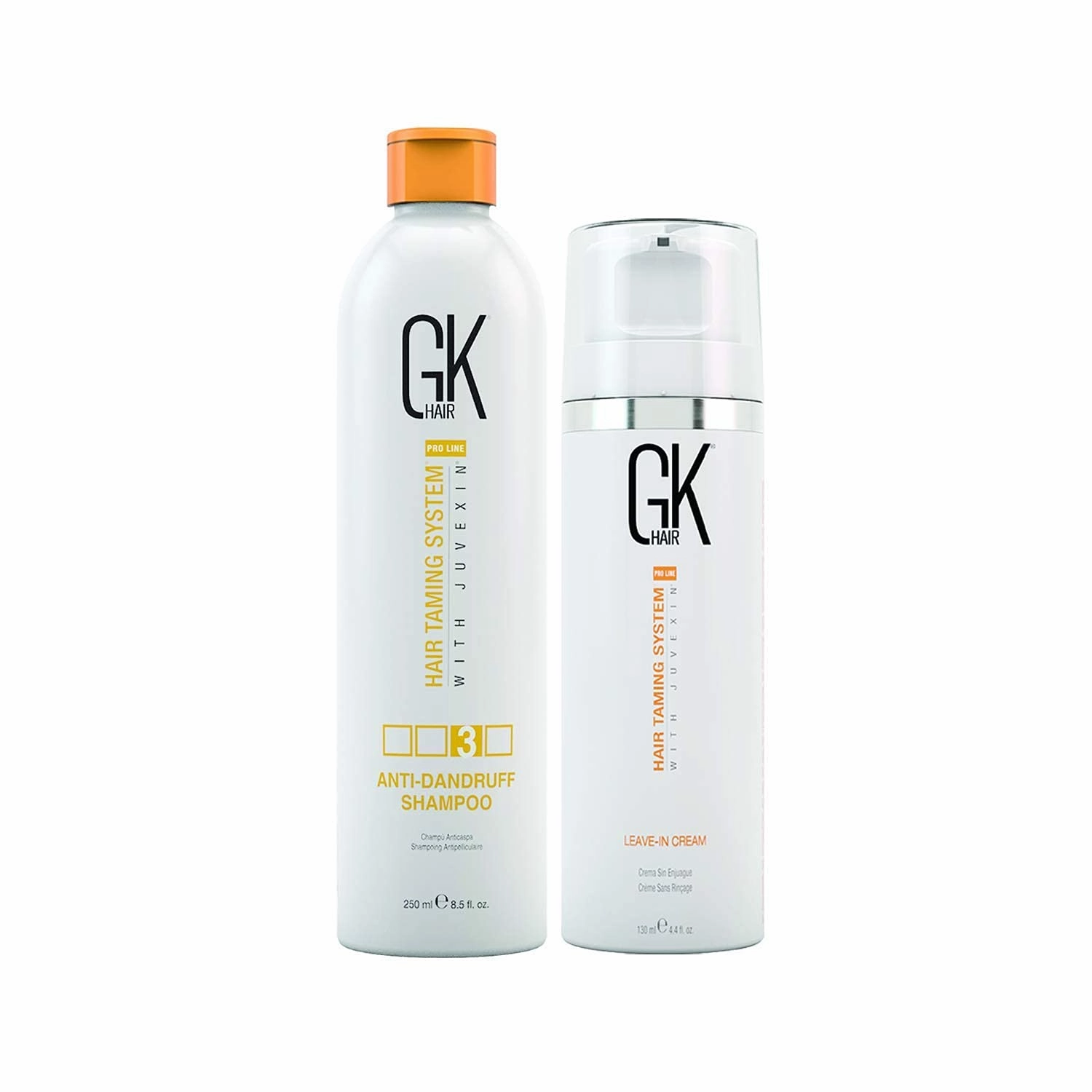GK HAIR Global Keratin Leave in Conditioner Cream 130ml - Anti Dandruff Shampoo - Hair Deep Cleansing and Impurities 250ml