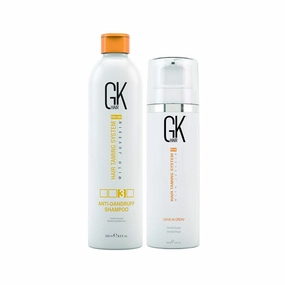 GK HAIR Global Keratin Leave in Conditioner Cream 130ml - Anti Dandruff Shampoo - Hair Deep Cleansing and Impurities 250ml