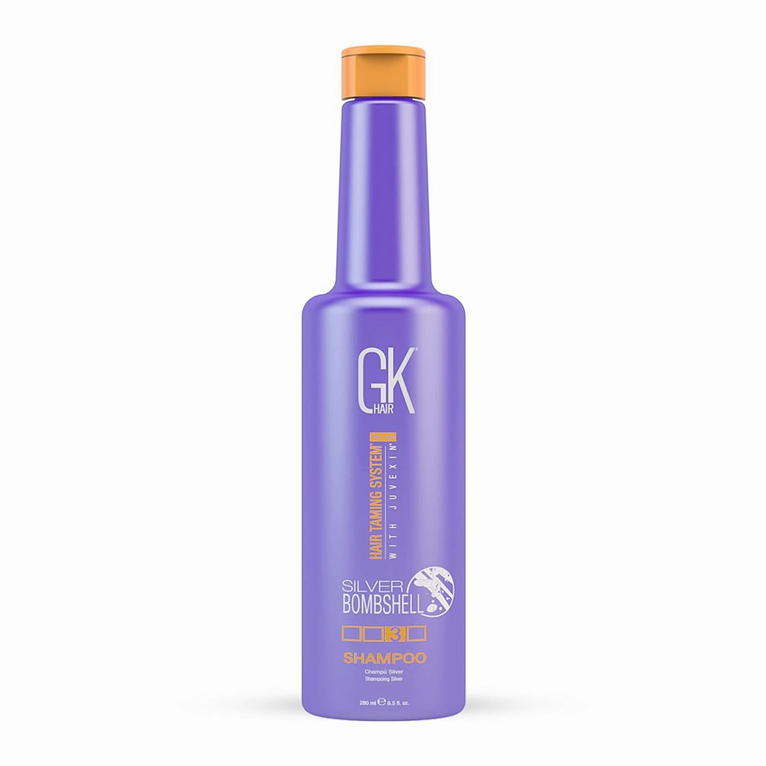 GK HAIR Global Keratin Silver Bombshell Purple Shampoo (9.5 Fl Oz/280ml) For Blonde, Platinum, Ash, Silver & Gray Hair Moisturizes Dry & Damaged Removes Yellow Brassy Tones