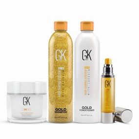 GK HAIR Gold Series: Luxurious Shampoo, Conditioner, Smoothing Serum, and Deep Masque Set for Ultimate Moisture, Shine, and Protection