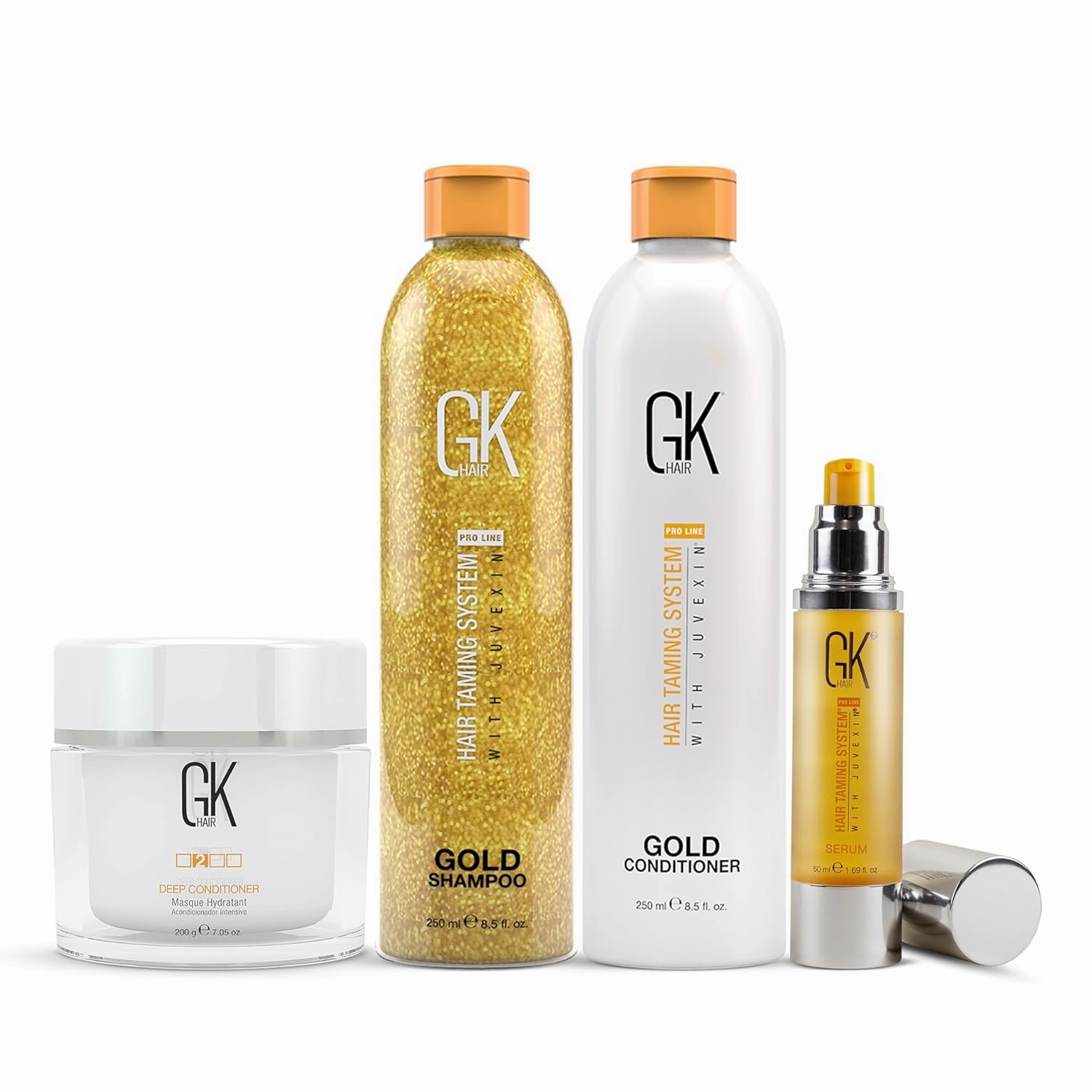 GK HAIR Gold Series: Luxurious Shampoo, Conditioner, Smoothing Serum, and Deep Masque Set for Ultimate Moisture, Shine, and Protection