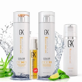 GK HAIR Moisturizing Shampoo and Conditioner 1000ml, Leave In Conditioner Cream 130ml, Wth Smoothing Serum Argan Oil 10ml
