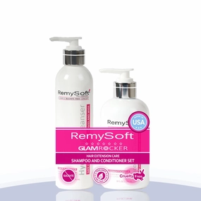 Glam Rocker Hydrating Cleanser & Recovery Cream Duo - Safe for Hair Extensions, Weaves and Wigs - Salon Formula Shampoo and Conditioner Combo - Gentle Sulfate-free Lather