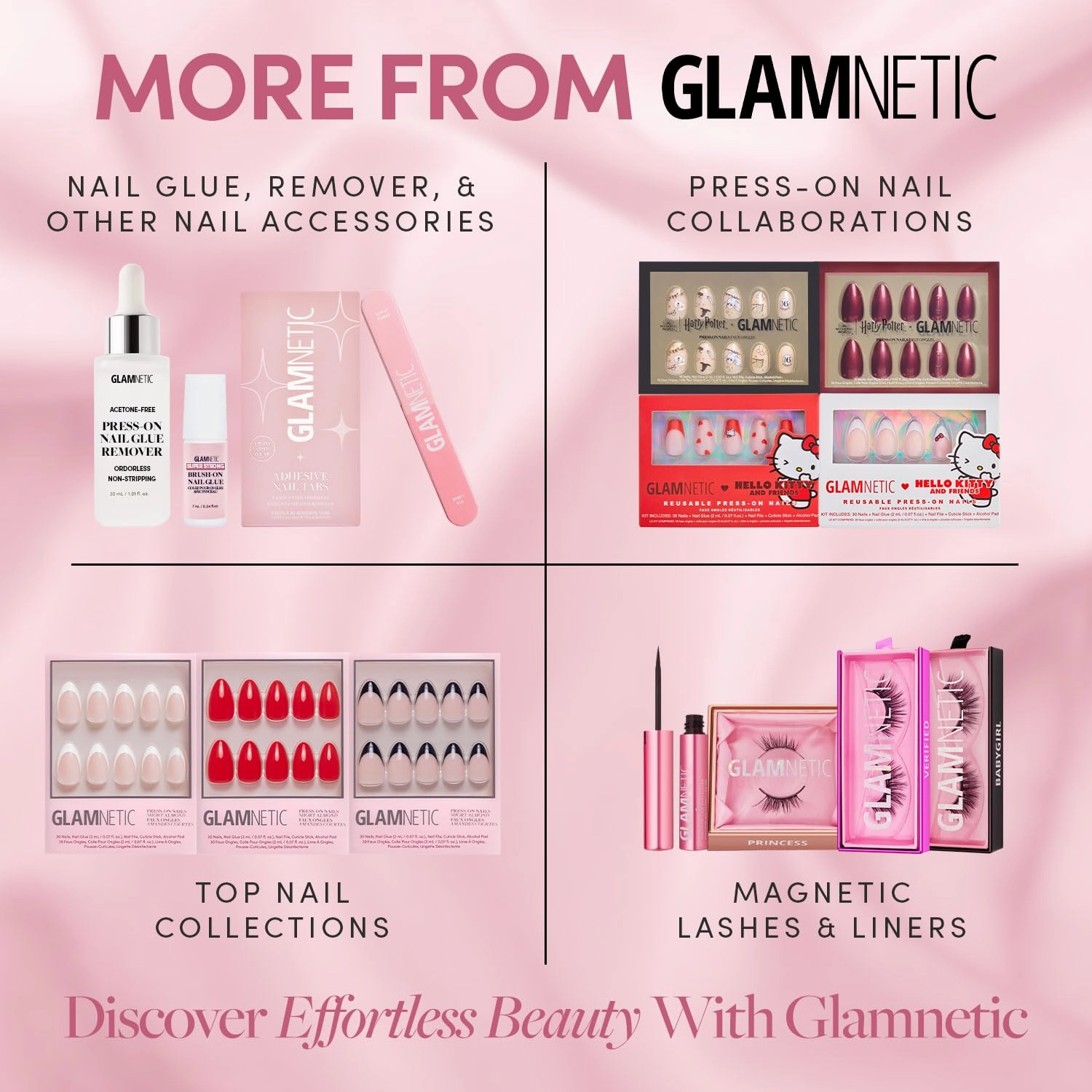 Glamnetic Press On Nails - In The Nude | Medium Square Fake Nails, Sheer Nude Neutral, Reusable | 15 Sizes - 30 Nail Kit