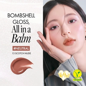 Glasting Melting Balm - High-Shine, Hydrating Tinted Lip Balm - Buildable Gloss & Vegan Formula - Korean Glossy Lip Balm with Shea Butter 0.12 oz (#13 Scotch Nude)