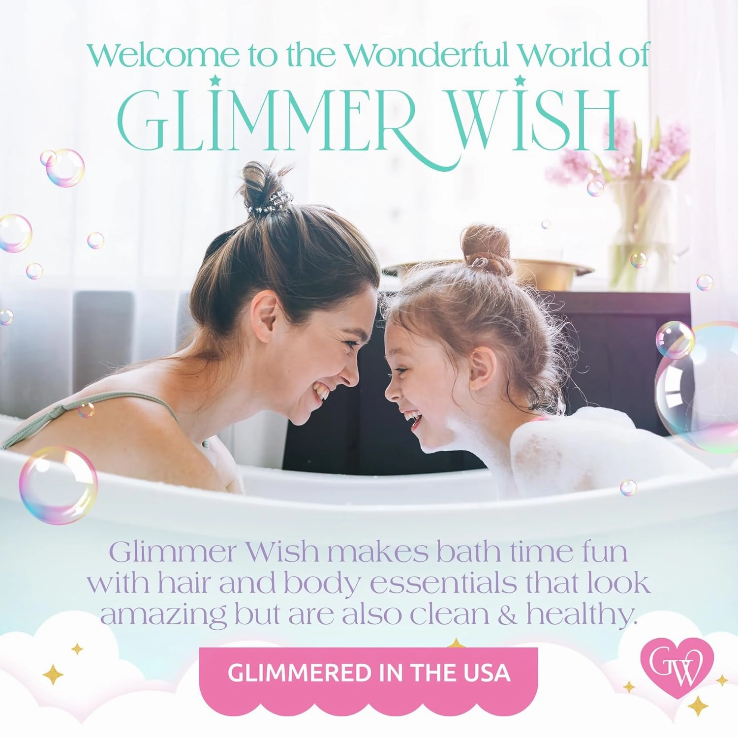Glimmer Wish Unicorn Kids Shampoo, Paraben and Sulfate Free Shampoo for Soft and Manageable Hair, Kids Hair Care, Cotton Candy Scent, 12 Fl Oz