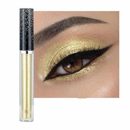 Glitter Eyeshadow，Liquid Glitter Eyeshadow Shining Eye Shadow Makeup Shimmer Long Lasting Quick-Drying (Gold)
