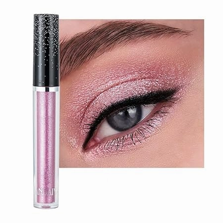Glitter Eyeshadow，Liquid Glitter Eyeshadow Shining Eye Shadow Makeup Shimmer Long Lasting Quick-Drying (Pink)