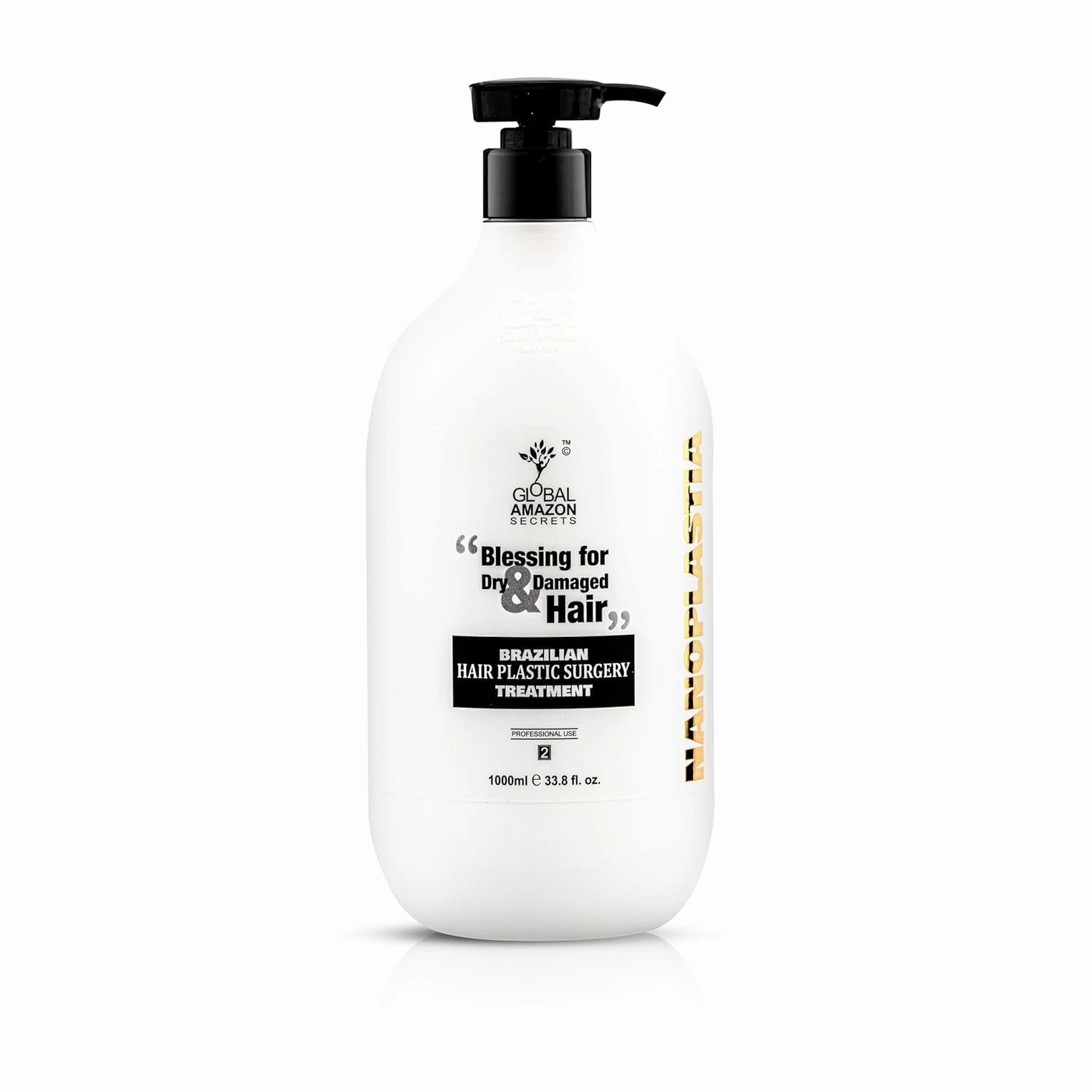 Global Amazon Secrets Nanoplastia Treatment | 1000 ML | NEW & ORIGINAL PACKAGING | Professional Brazilian Hair Treatment | Straightens Hair for 8 Months | Anti-Frizz Solution |