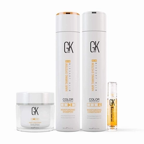 Global Keratin GK Hair Moisturizing Shampoo and Conditioner 300ml Set I Organic Argan 10ml Oil Hair Serum I Deep Conditioner Masque 200g/7.5oz