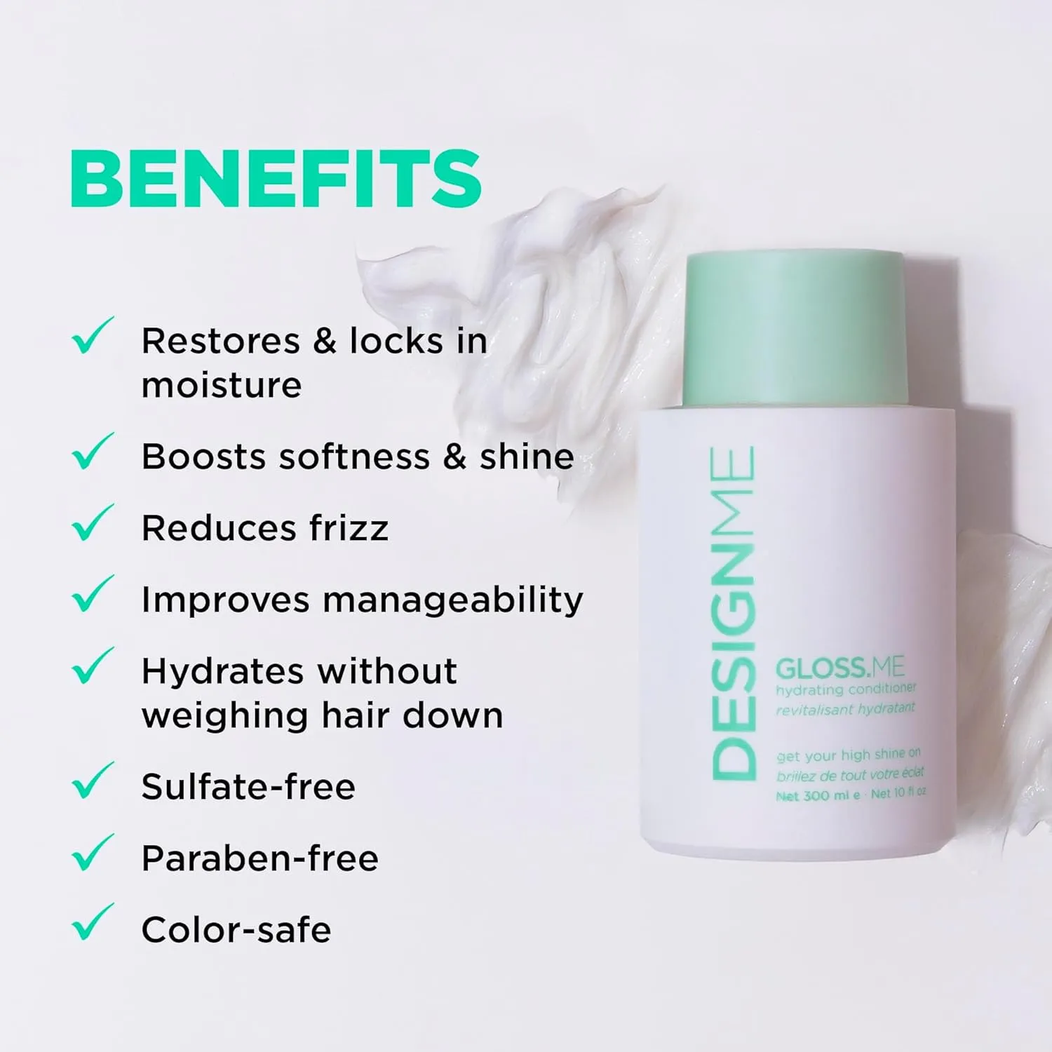 GLOSS.ME Hydrating Conditioner by DESIGNME | Hemp & Argan Oil Conditioner for Damaged Hair | Conditioner for Colored Hair Adds Softness & Shine | Straight/Curly Hair Conditioner for Dry Hair