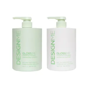 GLOSS.ME Moisturizing Shampoo and Conditioner for Dry Hair by DESIGNME | Hemp & Argan Oil Shampoo with Straight/Curly Hair Conditioner | Hydrating Shampoo & Conditioner for Colored Hair, 32 Fl Oz Each