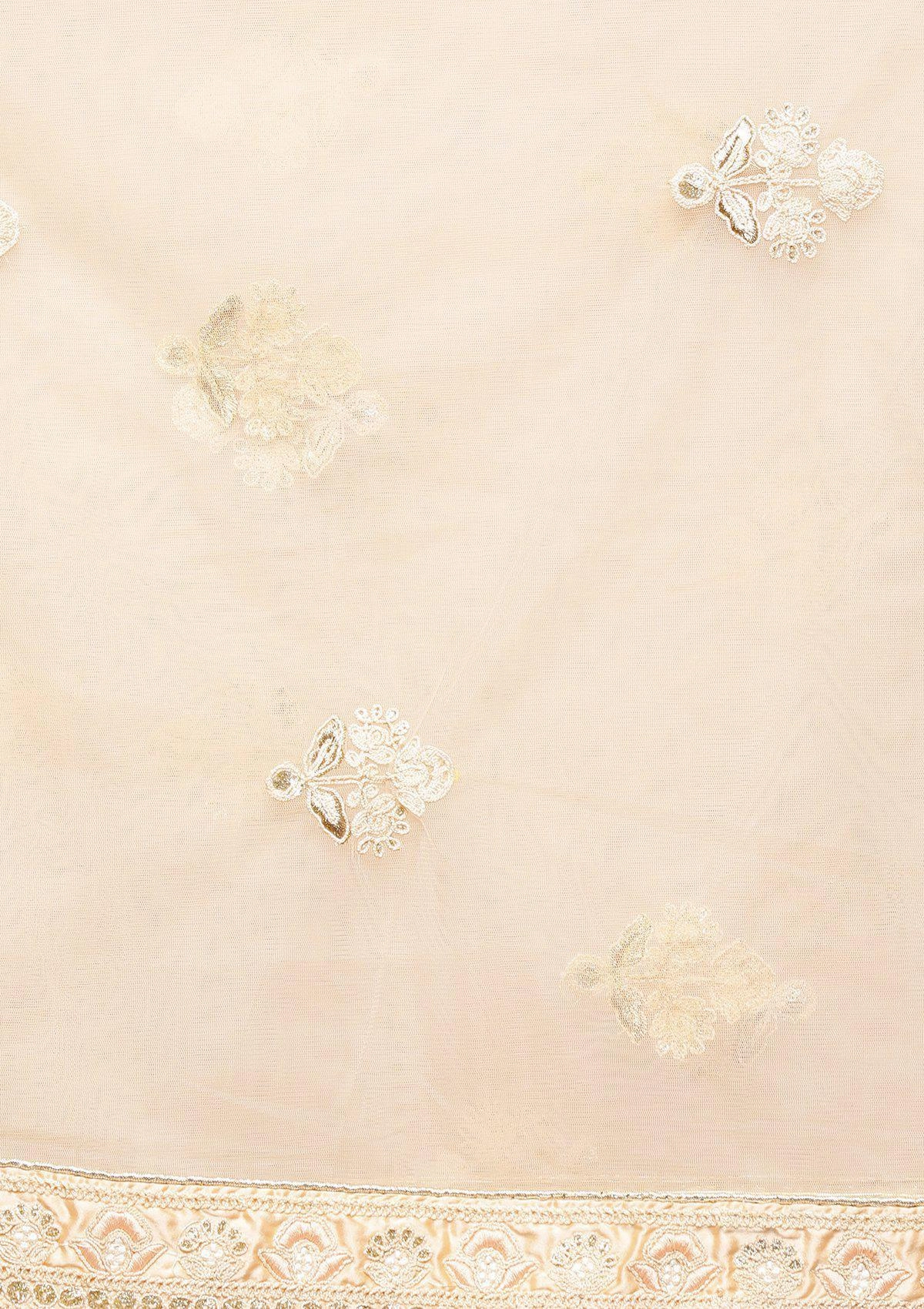 Glossy Peach Sequinned Semi Stitched Lehenga