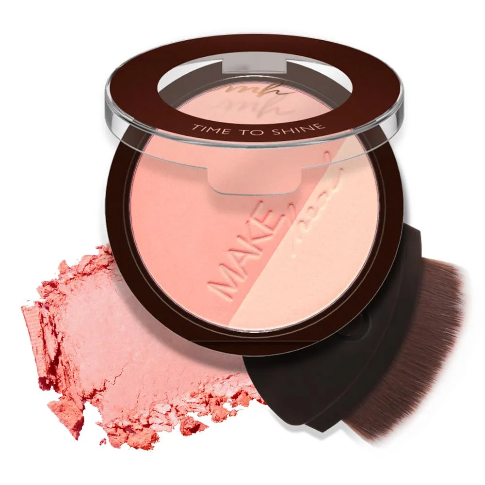 GLOW-C VOLUME CONTOUR Blendable blush palette, shimmering powder, built-in brush applicator [02 SALMON ROSE] 10g 0.35 Oz
