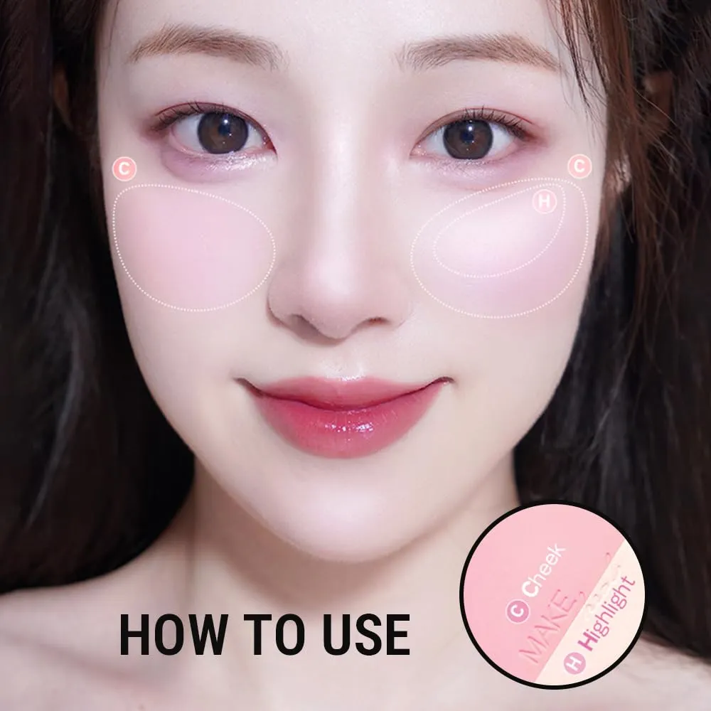 GLOW-C VOLUME CONTOUR Blendable blush palette, shimmering powder, built-in brush applicator [02 SALMON ROSE] 10g 0.35 Oz