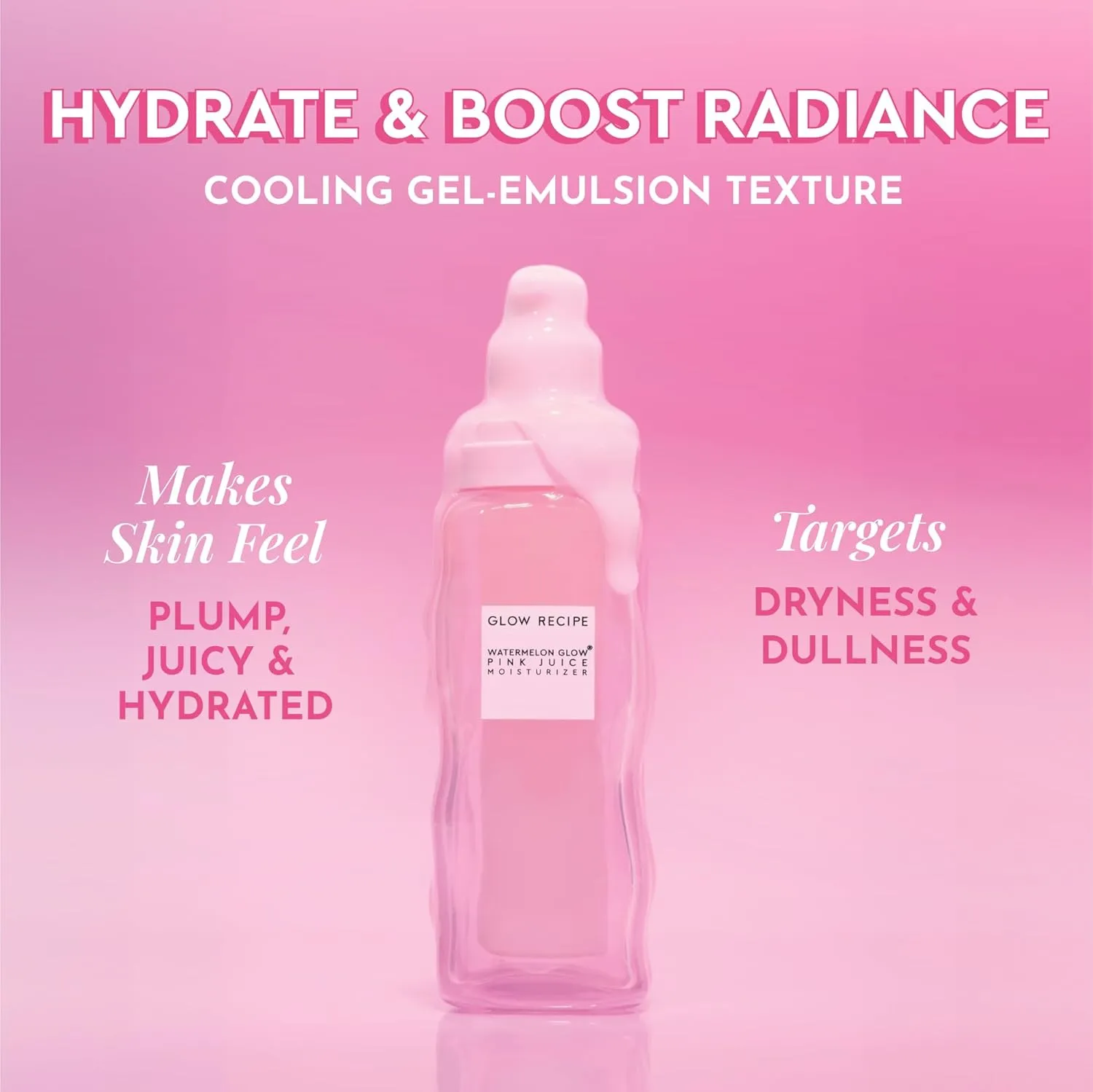 Glow Recipe Pink Juice Water Gel Face Moisturizer for Women, Men & Teens - Hydrating Hyaluronic Acid, Radiance Boosting, Non-Comedogenic, Oil-Free, Long-Lasting Korean Skin Care for Oily Skin (50ml)