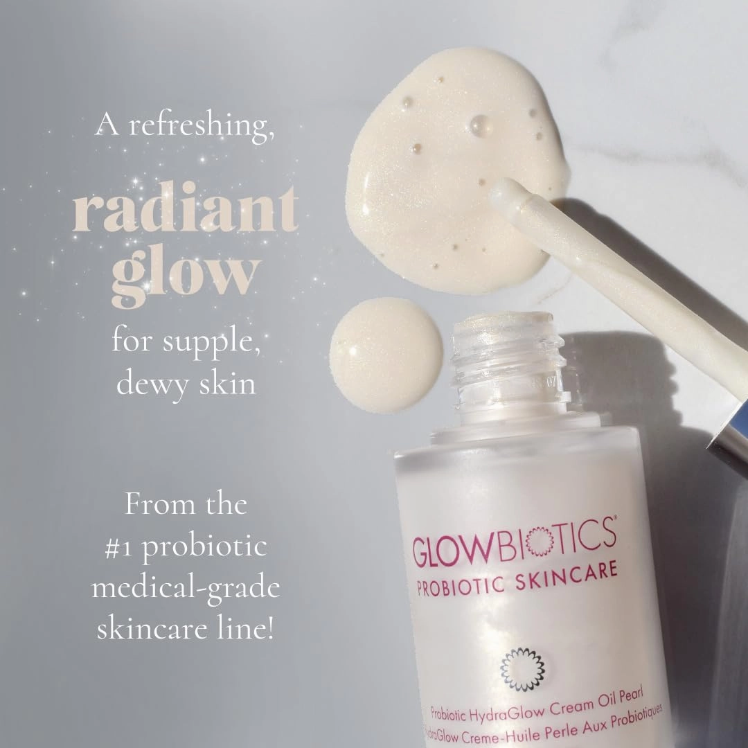 Glowbiotics Probiotic HydraGlow Cream Oil Duo: Pink & Pearl | Illuminating Serum Set for a Natural, Dewy Glow | Hydrates, Plumps, and Brightens Skin with Antioxidant and Probiotic Benefits