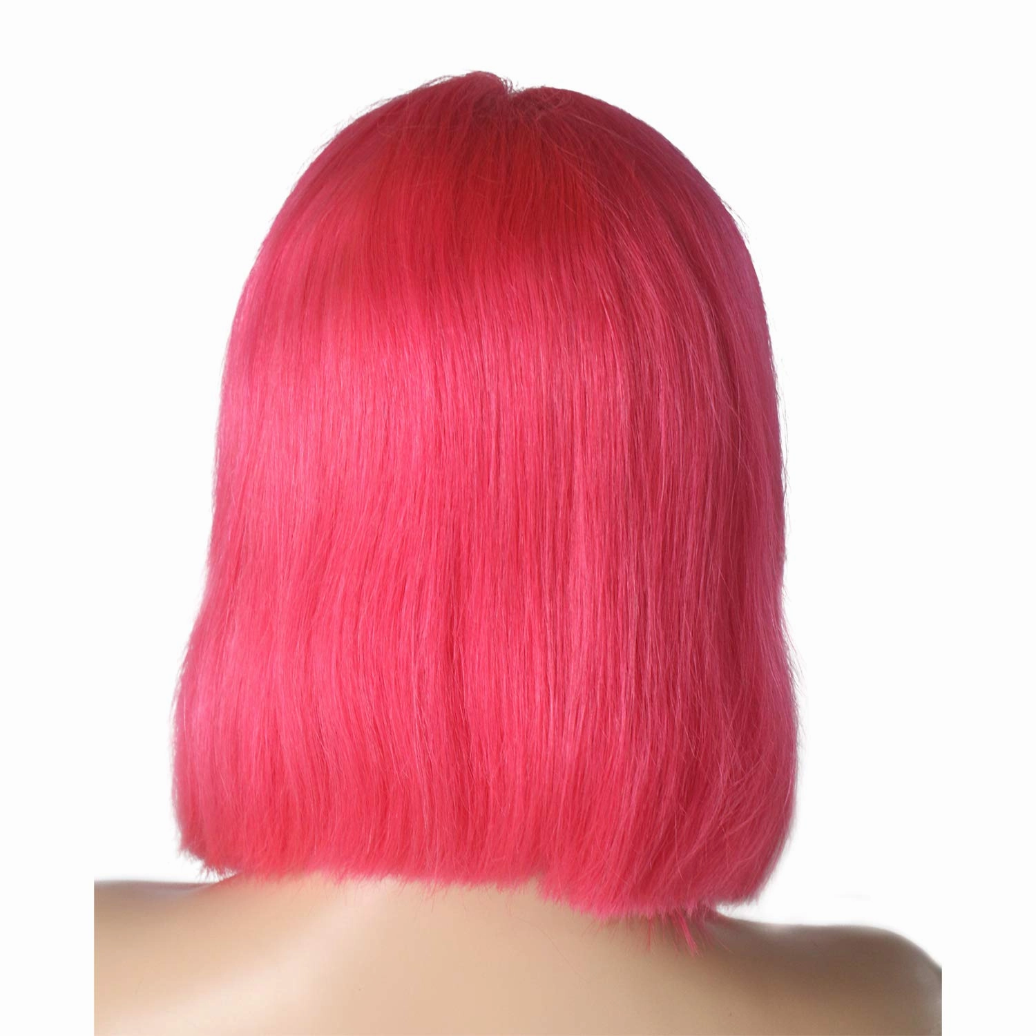 Glueless Wig Hot Pink Lace Front Human Hair Straight 180% Density 13x4 Frontal 8inch Pre Plucked with Baby Hair Brazilian Hair Middle Part Bleached Knots Wigs for Black Women(Could be Restyle)
