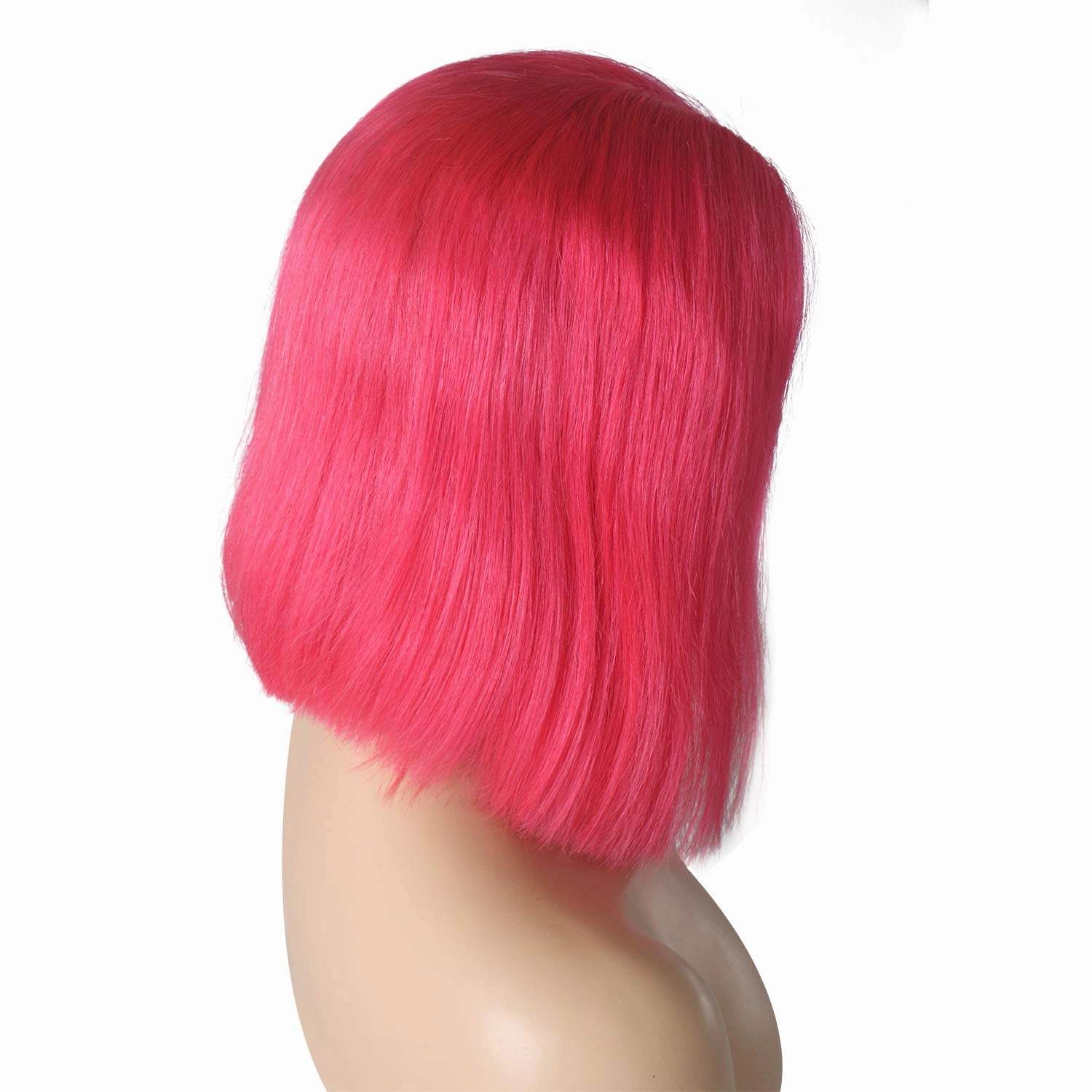 Glueless Wig Hot Pink Lace Front Human Hair Straight 180% Density 13x4 Frontal 8inch Pre Plucked with Baby Hair Brazilian Hair Middle Part Bleached Knots Wigs for Black Women(Could be Restyle)
