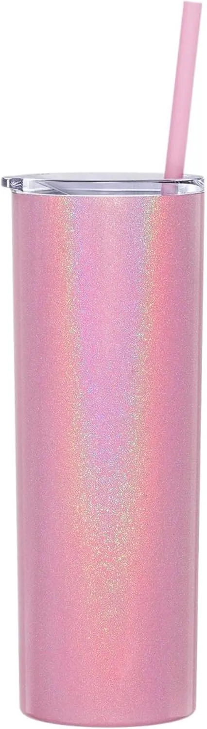Go Greek Chic - Personalized Delta Zeta Sorority Skinny Tumbler - (Pink Magic), Custom Greek Life Drinkware, Laser Engraved Name and Insulated Tumbler with Lid & Straw, Keep Drinks Hot or Cold