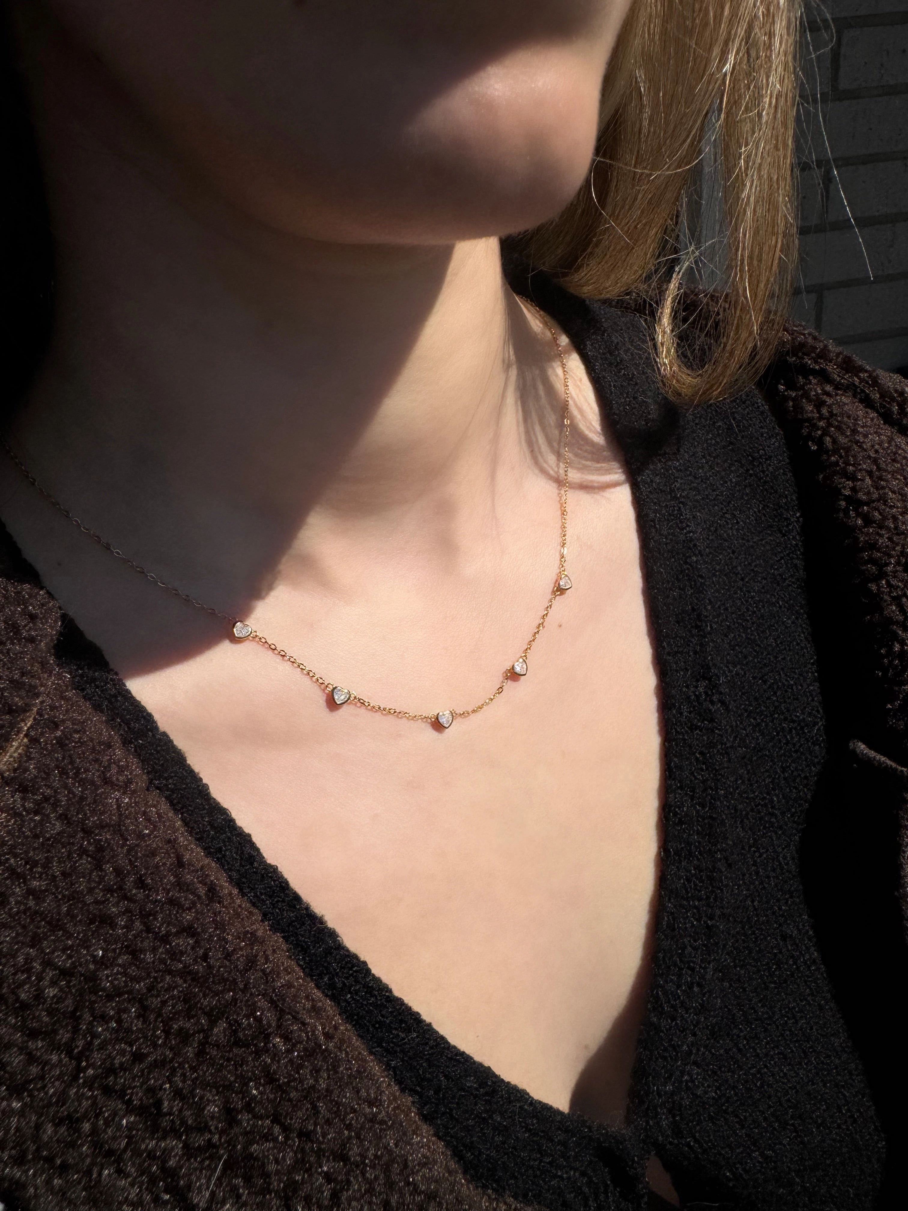 Gold Blush Multiheart Strand Necklace