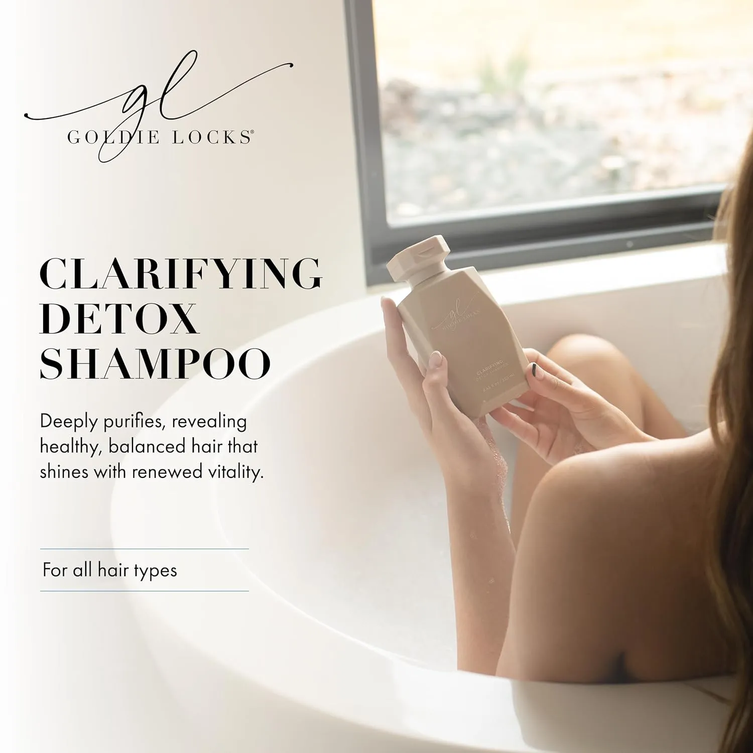 Goldie Locks Clarifying Detox Shampoo, Clarifying Hair Cleanser Safe for Extensions & Colored Hair, Removes Excess Buildup, Detoxifies Scalp, Strands, Deep Clean, Purifying, Oil Control, 33.8oz Bottle